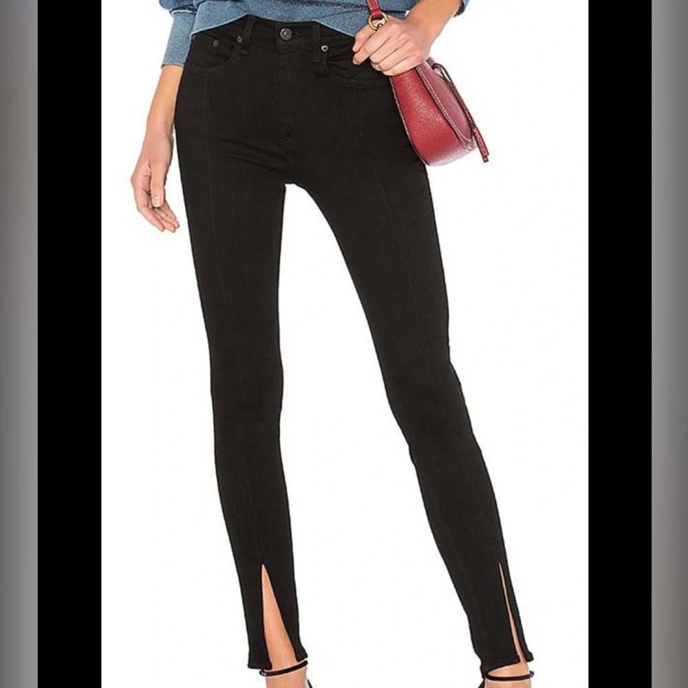 Rag & Bone Yuki High Waist Skinny Jeans in Coal Bar Black, Denim, Size 28